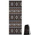 thumbnail image 1 of Brown Striped Geometric Pattern Hot Yoga Mat Towel Non Slip for Hot Yoga - Quick-Drying Yoga Mat Cover with 4 Corner Pockets with Travel Bag - Hot Yoga Towel Non Slip 74"x26", 1 of 6