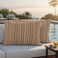 thumbnail image 1 of Brown Striped Outdoor Pillow Covers 20x12 Inch Lumbar Pillow Covers Set of 2 Waterproof Decorative Throw Pillow Cases Farmhouse Stripes Modern Vintage Cushion Covers for Patio Furniture Garden Couch, 1 of 8