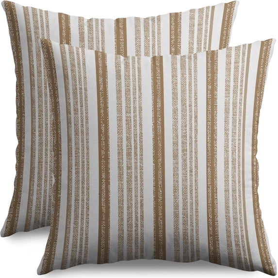 Brown Striped Pillow Covers 18x18 Set of 2 Modern Stripes Textured Print Decorative Throw Pillow Cases Outdoor Boho Farmhouse Decoration for Sofa Couch Bed
