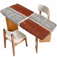 thumbnail image 1 of Brown Striped Table Cloths for 8 Foot Rectangle Tables, Farmhouse Stripes Modern Abstract Art Patio Waterproof Elastic Fitted Tablecloths, Washable Rectangular Table Cover for Camping, 1 of 8