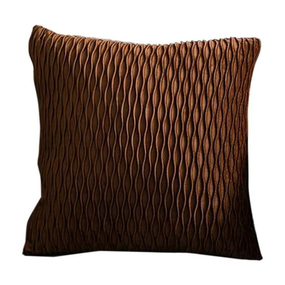 Brown Striped Velvet Pillow Cover For Sofa Living Room Bedroom Decorative Cushion Case Upholstered Pillow Cover With Hidden Zipper Fade Resistant No Pilling Or Shrinking 17.7X17.7 Inches