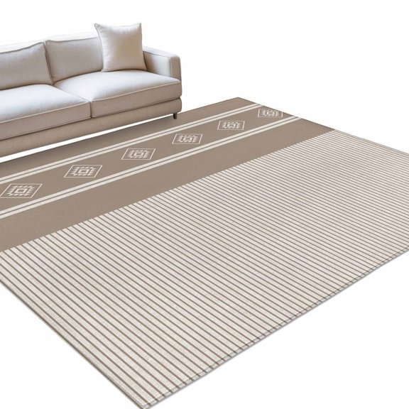 Brown Striped Washable Rug 3x5 Area Rug for Living Room Bedroom Non Slip Indoor Floor Rectangle Carpet Soft Low Pile Large Contemporary Geometric Art Rustic Entryway Rugs for Dining Room Office Home