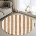 thumbnail image 1 of Brown Stripes 4FT Round Area Rugs Modern Abstract Linens Farmhouse Soft Small Round Rug Non-Slip, Ultra-Thin Indoor Circle Carpet for Bedroom Entryway Kitchen Bathroom, 1 of 9