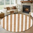 thumbnail image 1 of Brown Stripes 7FT Round Area Rugs for Living Room Modern Abstract Linens Farmhouse Ultra-Thin Non-Slip Round Rugs Machine Washable Low Pile Circle Carpet for Bedroom Kitchen Nursery, 1 of 9