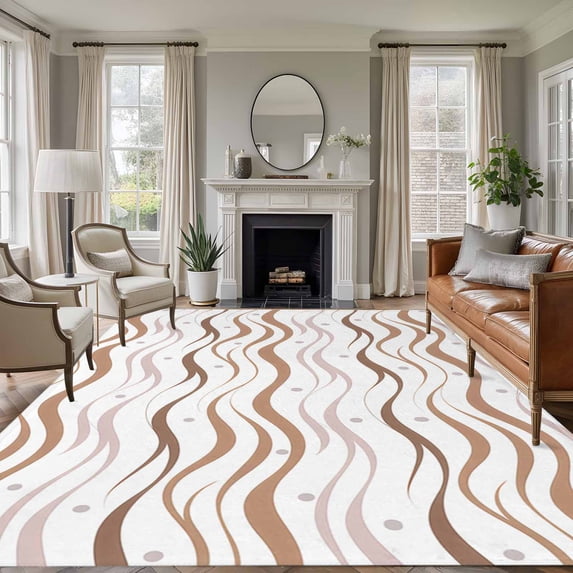 Brown Stripes Area Rug 6x9 Washable Rug Non Slip Minimalism Ombre Waves Abstract Textures Large Area Rug Soft Stainresistant Indoor Floor Carpet for Living Room Bedroom Home Office Dining Room