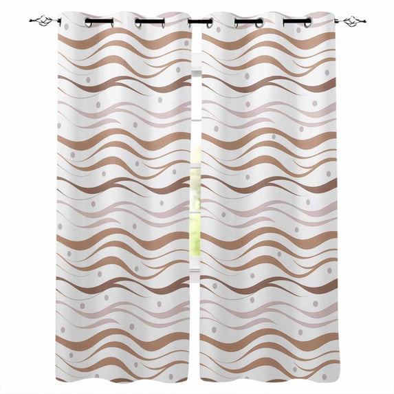 Brown Stripes Blackout Curtains for Bedroom, Minimalism Ombre Waves ...