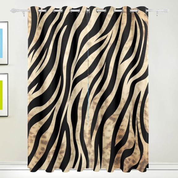 Brown Stripes Blackout Curtains for Living Room Bedroom 55W x 72/84L Insulated Window Drapes 2 Panels