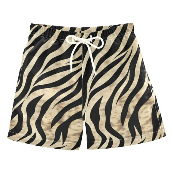 Brown Stripes Boys Swim Trunks Quick Dry Boy Swim Shorts for 3-14 Years