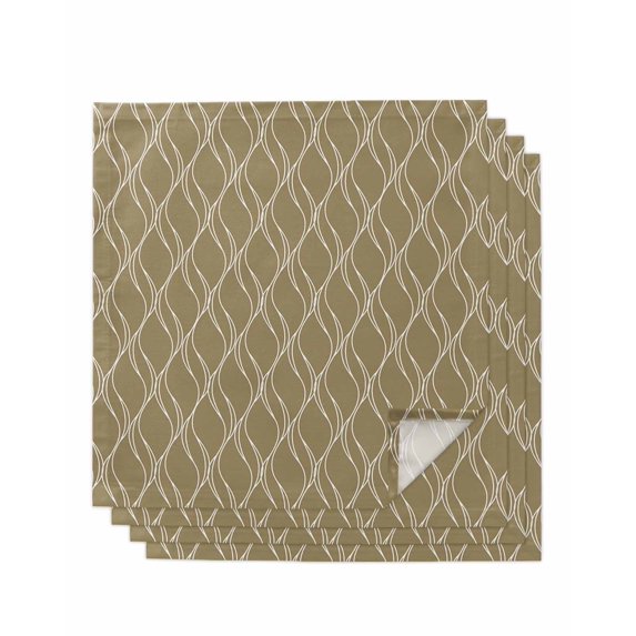Brown Stripes Cloth Napkins Set of 4 Reusable Dinner Napkins, Simple Geometric Modern Monochrome Cocktail Napkin Washable Table Napkins for Wedding/Holiday Party/Baby Shower 20"x20"