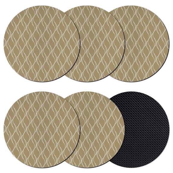 Brown Stripes Coasters Set of 6, Absorbent Coasters for Drinks, Simple Geometric Modern Monochrome Coaster for Desk Coffee Table Protection, Home Decor House Warming Gifts 4"