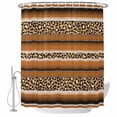 thumbnail image 1 of Brown Stripes Fabric Shower Curtain Leopard Animal Skin Printed Washable Shower Curtains for Bathroom, Waterproof Bath Curtain with Hooks Home Decor 72x72in, 1 of 8