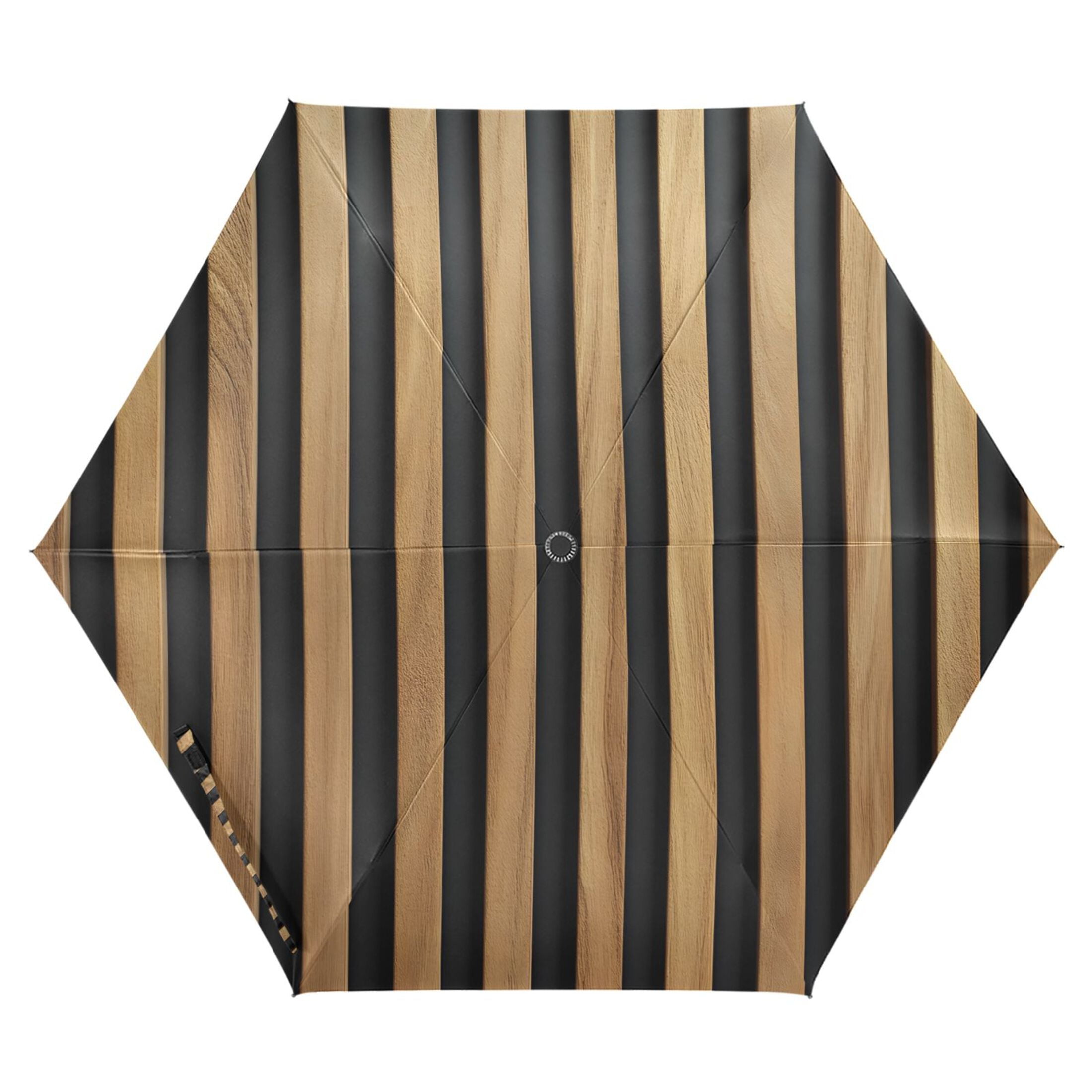 Brown Stripes Folding Umbrella UV50+ Waterproof Sun Protection Auto Open Close Compact Fiberglass Frame