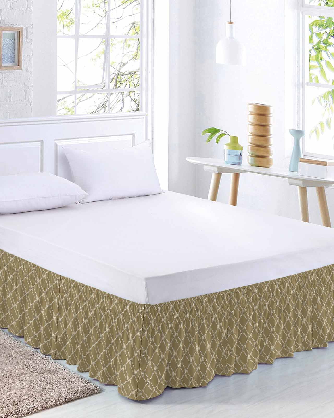 Brown Stripes Lines Bed Skirt King Size 18 Inch Drop, Abstract Waves ...