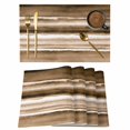 thumbnail image 1 of Brown Stripes Placemats Set of 8, Country Watercolors Gradient Texture Placemats for Dining Table, Place Mats for Kitchen Tabletop, Waterproof Wipeable Dining Table Mats Set, 1 of 9