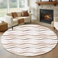 thumbnail image 1 of Brown Stripes Round Rug 5ft Washable Circle Kitchen Rugs Non Slip Minimalism Ombre Waves Abstract Textures Large Area Rug Indoor Floor Carpet for Bedroom Living Room Home Office Dining Room Nursery, 1 of 8