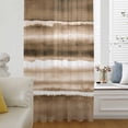 thumbnail image 1 of Brown Stripes Semi Sheer Curtains Drapes for Living Room, Bedroom, French Doors Window 108 Inches Long, Country Watercolors Gradient Texture Rod Pocket Chiffon Curtain Drapery Voile Draperies Panel, 1 of 8