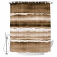 thumbnail image 1 of Brown Stripes Shower Curtain Set - Extra Long 72" x 96" Washable Bathtub Curtain with 12 Hooks, Country Watercolors Gradient Texture Waterproof Fabric Stall Shower Curtains for Bathroom Décor, 1 of 6