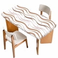 thumbnail image 1 of Brown Stripes Table Cloths for 5 Foot Rectangle Tables, Minimalism Ombre Waves Abstract Textures Patio Waterproof Elastic Fitted Tablecloths, Washable Rectangular Table Cover for Camping, 1 of 8