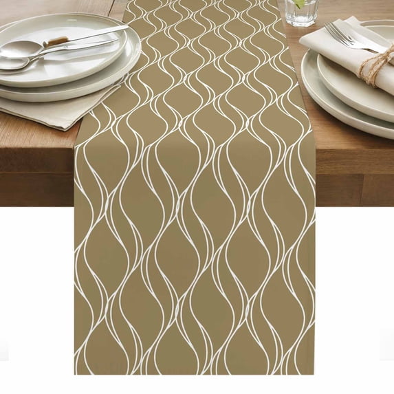 Brown Stripes Table Runner - 72 Inch Long, Kitchen Dining Table Runner Dresser Scarves, Simple Geometric Modern Monochrome Farmhouse Decor for Coffee Tables Wedding Party Banquet
