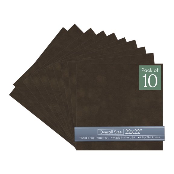 Brown Suede 22x22 Uncut Art Mat Board - No Opening - 10 Mats