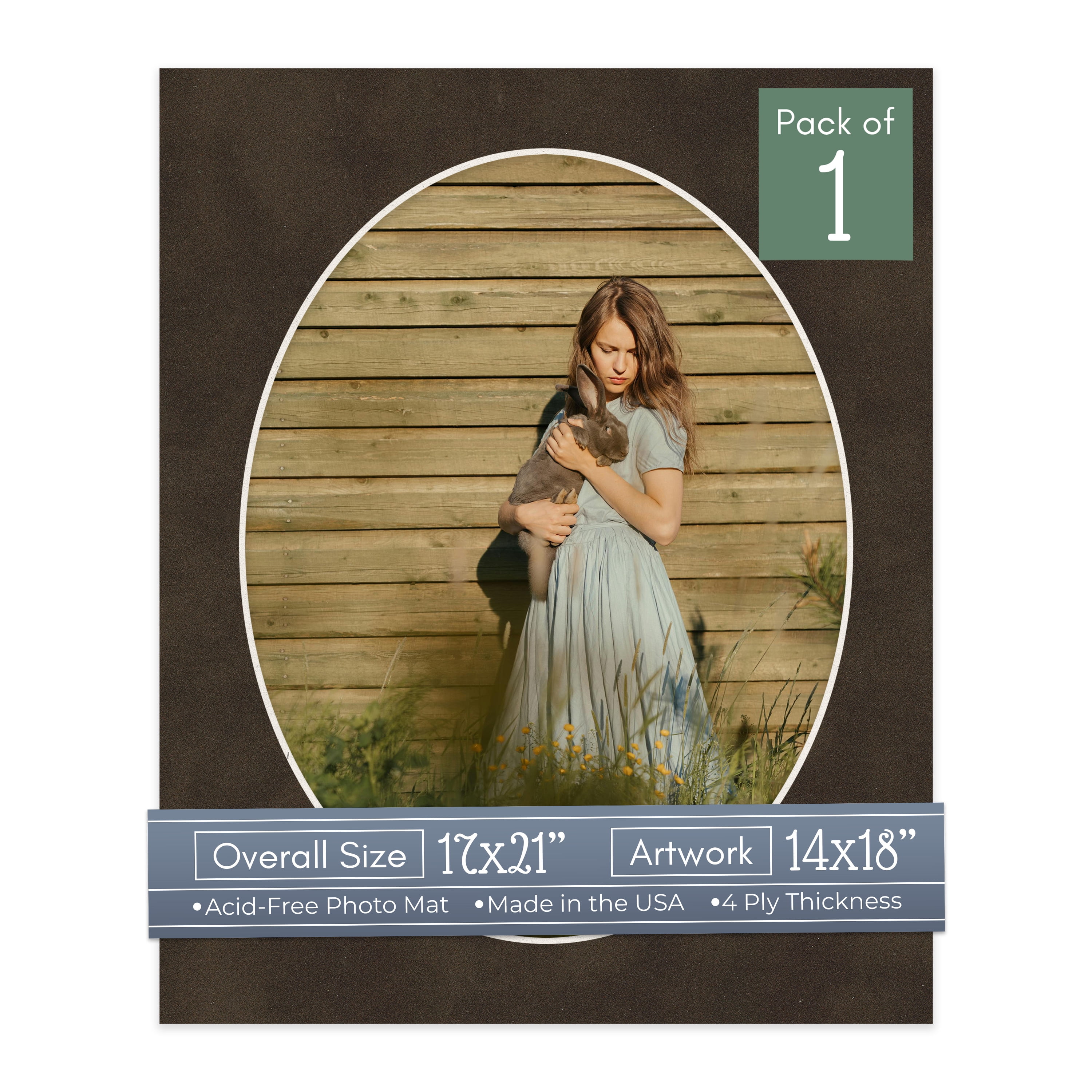 Brown Suede Picture Frame Mat for 17x21 Frames - Oval Opening for 14x18 ...