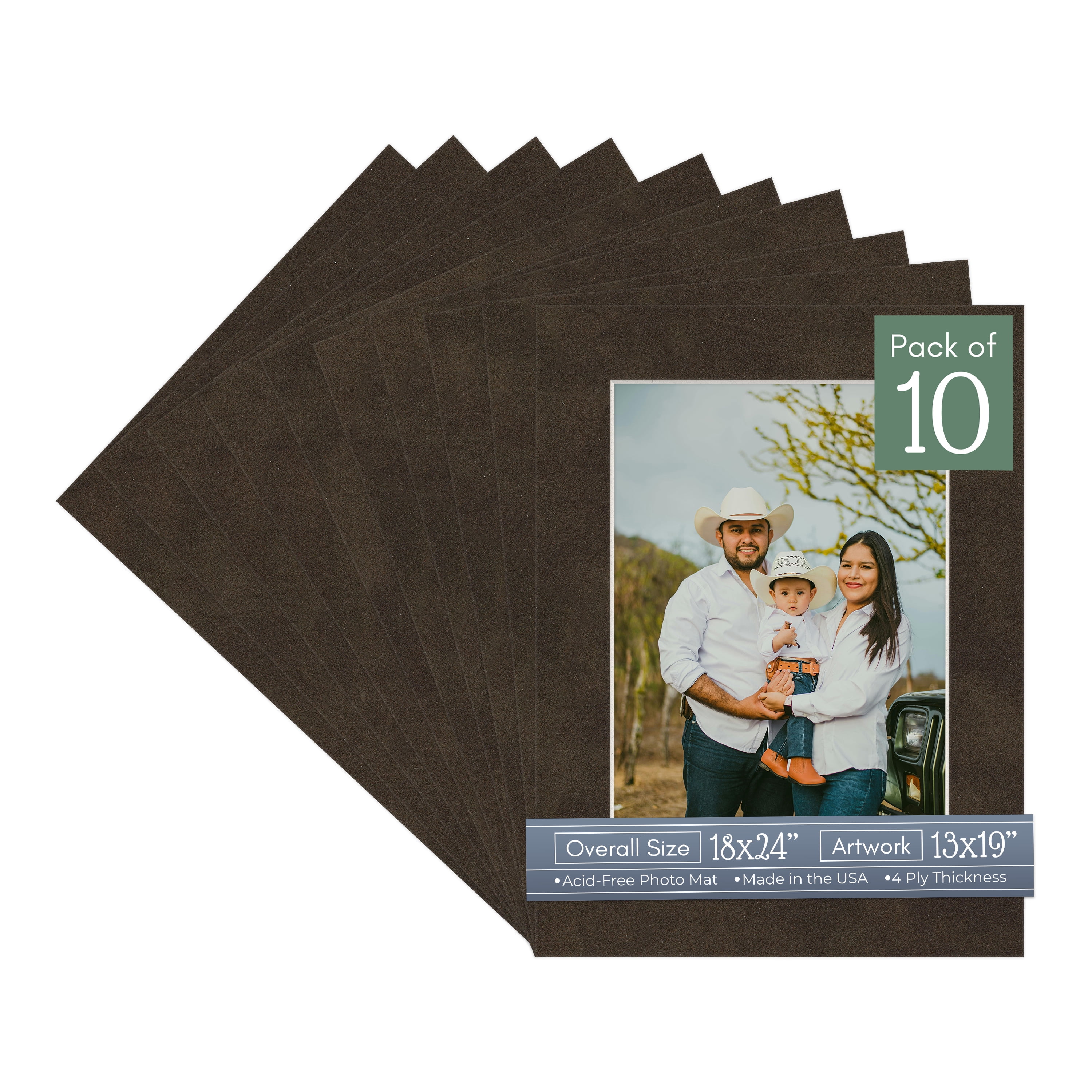 Brown Suede Picture Frame Mat for 18x24 Frames - Fits 13x19 Photos - 10 Mats