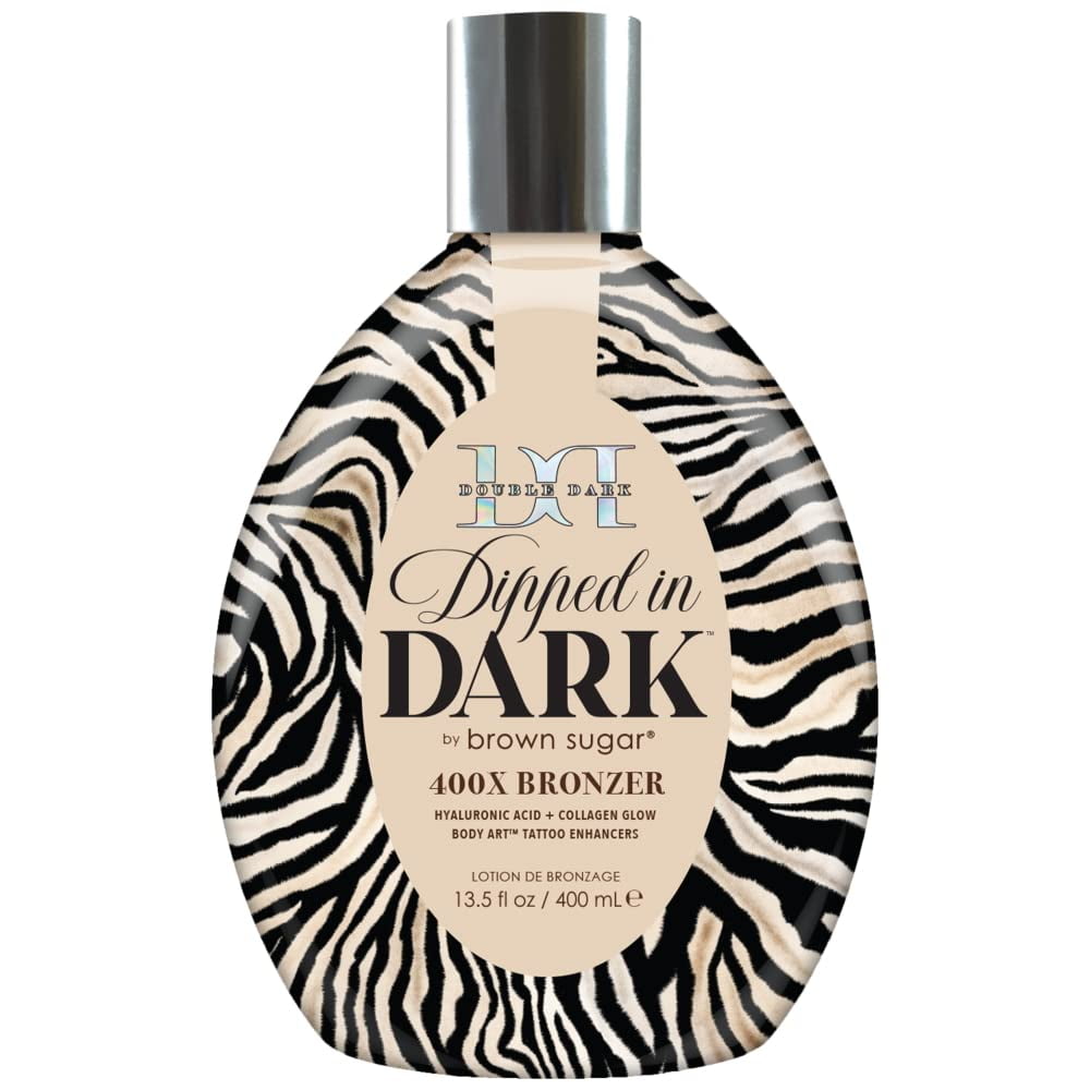 Brown Sugar Double Dark SBF3Dipped in Dark 400X Ultra-Intense Bronzer Tanning Bed Lotion with Skin-Nourishing Oils for Deep, Long-Lasting Color and Radiant Glow, 13.5 oz