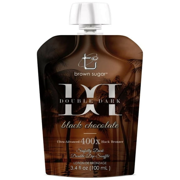 Brown Sugar Ultra Advanced 400X DOUBLE DARK BLACK CHOCOLATE Bronzer 3.4 oz Pouch Tanning Lotion