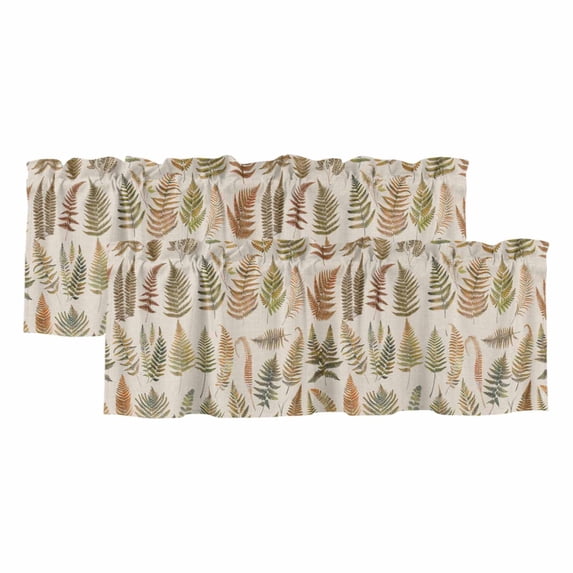 Brown Summer Botanical Valances for Windows, Decorative Rod Pocket Window Valance Curtains, Tropical Plants Farmhouse Short Curtain Drapes for Kitchen/Bathroom/Living Room, 2 Panels, 60" W x 18" L