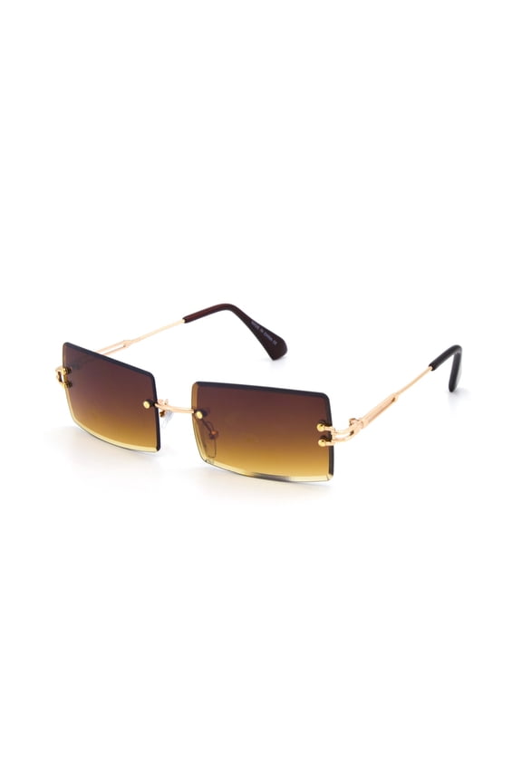Brown Sunglasses 80’s Rap Hip Hop Style Diamond Cut Lens Elegant Eye Glasses