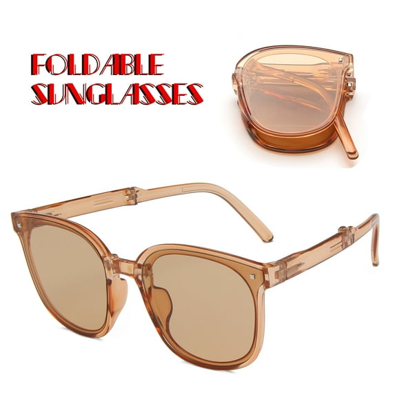 Aligament Brown baseball sunglasses, Trendy Sunglasses For Women Man Polarized Foldable Round Chic Retro Sun Glasses