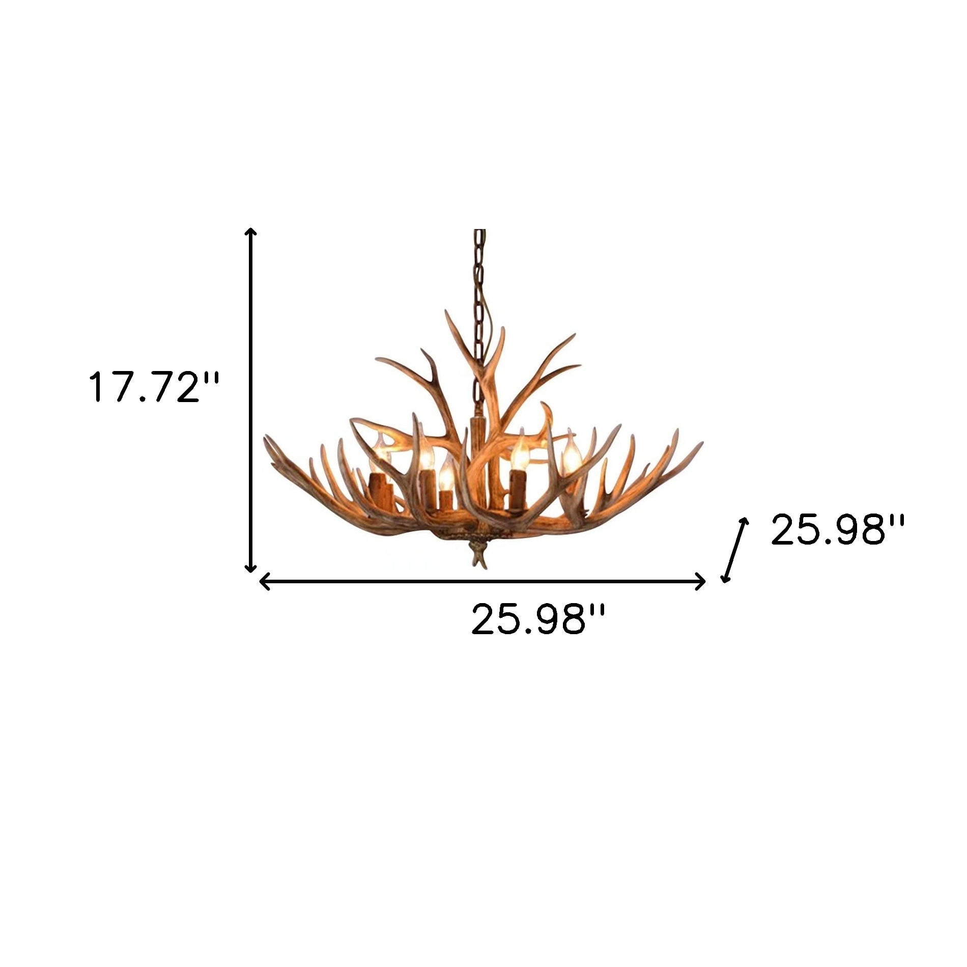 Brown Super Stag Faux Antlers Six Light LED Chandelier - Walmart.com, image size:1900x1900