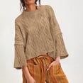 thumbnail image 1 of Brown Sweaters for Womens Cropped Sweaters Oversized Cable Knit Crewneck Long Sleeve Pullover Trendy Casual Loose Sweater Tops Womens Fall Fashion 2025, 1 of 5