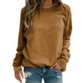 thumbnail image 1 of Brown Sweaters for Women's Solid Colour Round Neck Pullover Sweatshirt Top Womens Fall Fashion 2025, 1 of 4