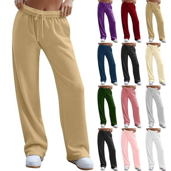 Brown Sweatpants Women's Wide Leg Inside Drawstring Loose Sweatpants with Casual Loose Fit Fashion