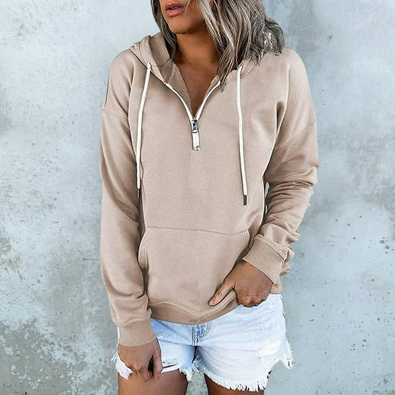 Brown Sweatshirt for Women's Hoodies and Sweatshirts Long Sleeve Casual Pullover Clothes with Pocket Women Fall Clothes