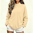 thumbnail image 1 of Brown Sweatshirt for Womens Mock Neck Sweatshirt Oversized Drop Shoulder Loose Long Sleeve Pullover Top Casual No Hood Fleece Sweatshirt, 1 of 6