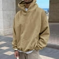 Brown Sweatshirts for Mens Casual Loose Solid Hooded Sweater Top Fall