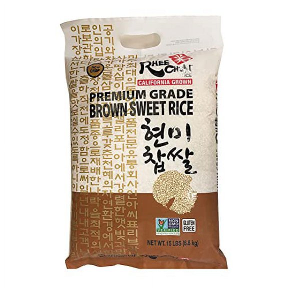 Brown Sweet Rice, Gluten Free, Non- GMO Verified, California Grown, Grade, 15 LBS. Bag