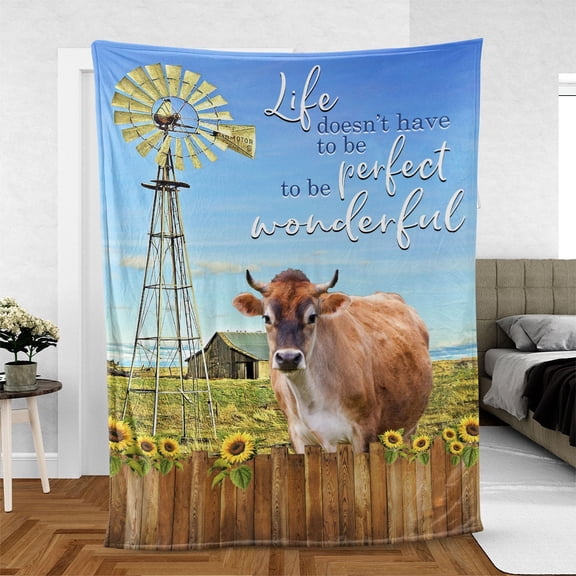 Brown Swiss - Life Doesn't Have To Be Perfect To Be Wonderful Blanket, Farmer, 30x40in Fleece Blanket