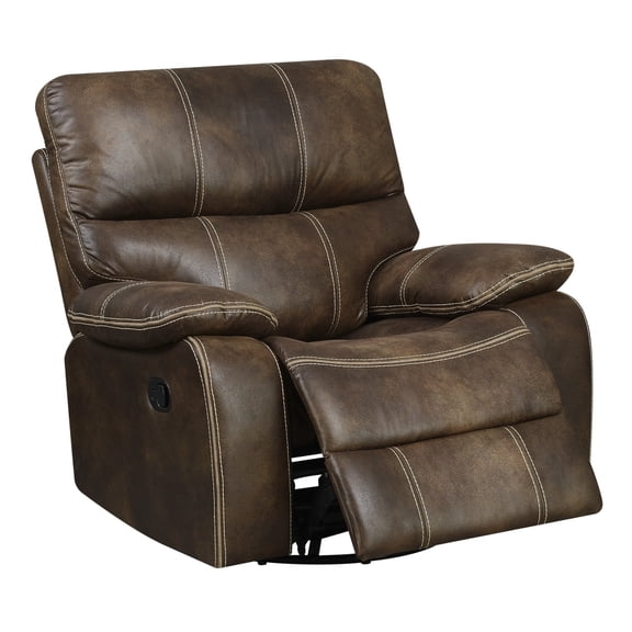 Brown Swivel Gliding Recliner Chair for Living Room with Zero Gravity Recline and Easy Assembly No Tools Needed