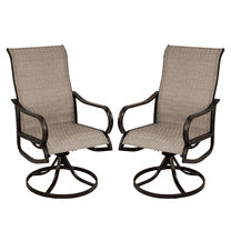 Brown Swivel Patio Chairs Set of 2, Outdoor Dining Chairs with High Back for Backyard, Porch
