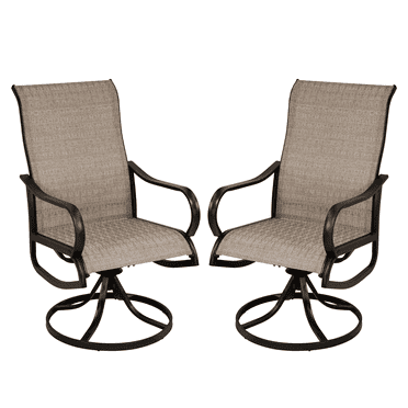 Brown Swivel Patio Chairs Set of 2, Outdoor Dining Chairs with High Back for Backyard, Porch