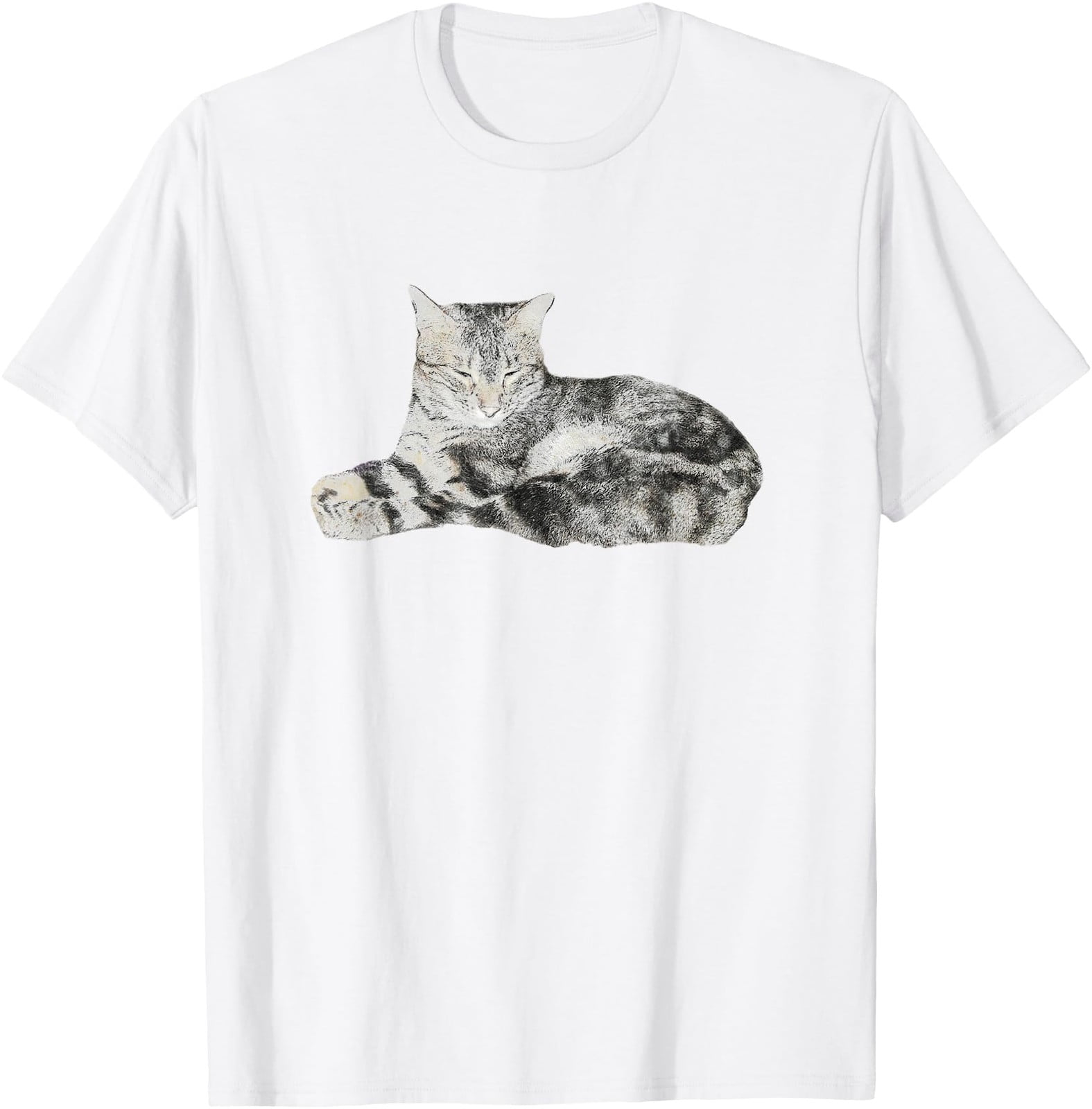 Brown Tabby Cat Portrait Art T-Shirt - Walmart.com