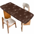 thumbnail image 1 of Brown Table Cloths for 8 Foot Rectangle Tables, Spring Flora Patio Waterproof Elastic Fitted Tablecloths, Washable Rectangular Table Cover for Camping, 1 of 8