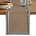 thumbnail image 1 of Brown Table Runner, Greek Chinese Style Cotton Linen Kitchen Table Decoration Washable Dining Tabletop Runners for Home Party Decor 18x72 Inches, 1 of 9