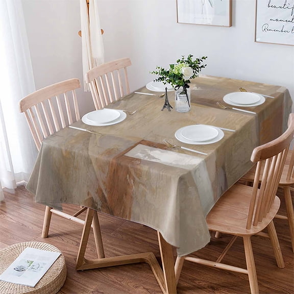 Brown Tablecloth Rectangle Table Cloth 52x70 , Waterproof Tablecloth Outdoor Table Cloth, Abstract Paint Texture Retro Smudge Graffiti Art Washable Table Cover for Kitchen Dining Party