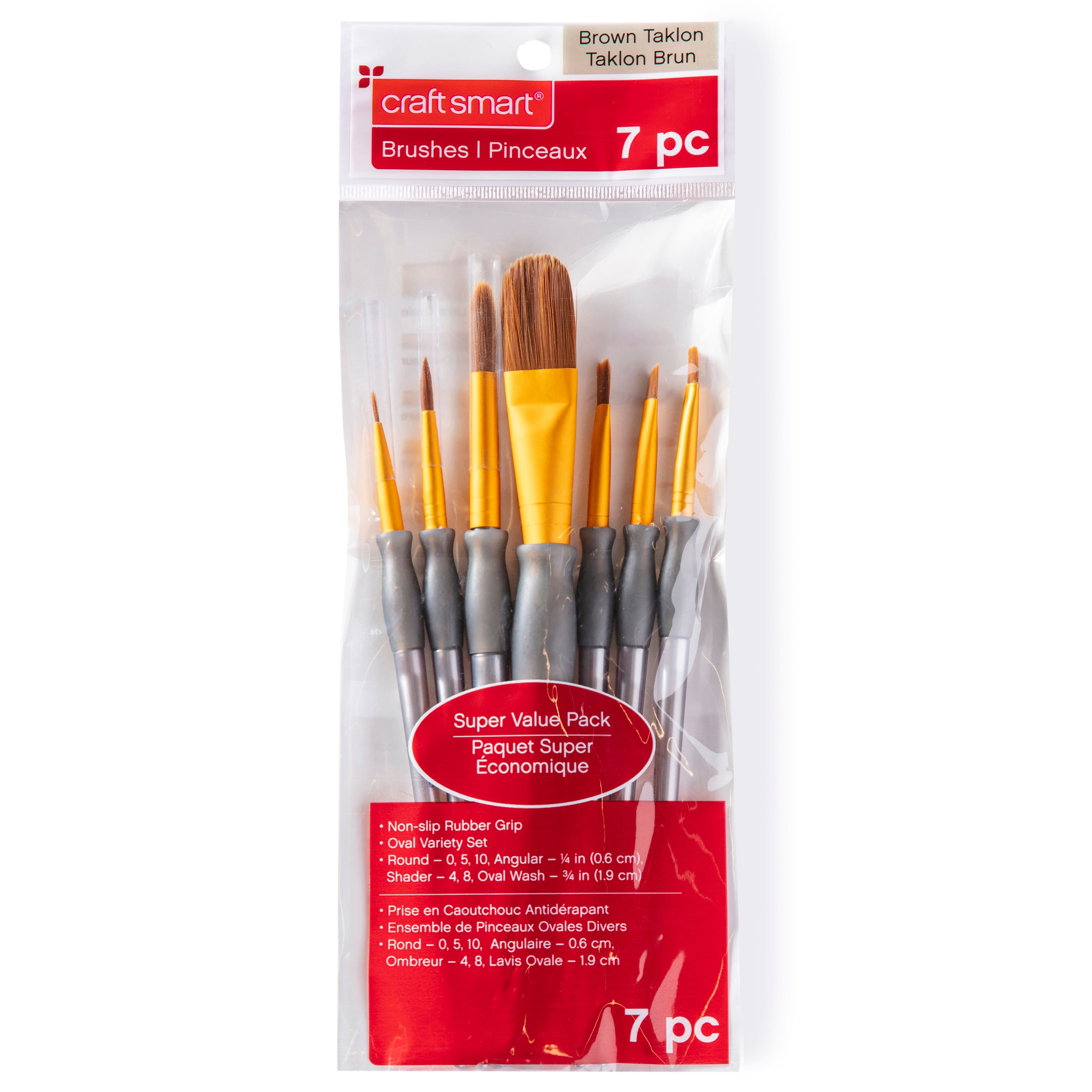 Brown Taklon Oval Variety 7 Pieces Brush Set by Craft Smart®