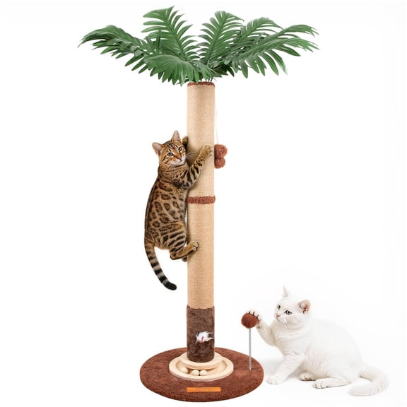 Brown Tall Palm Tree Cat Sisal Rope Interactive Play For Indoor Cats