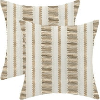 Brown Tan Outdoor Pillow Covers 18 x 18 Inch,Fall Boho Polka Dots Striped Decor Throw Pillows for Couch Bed,Geometric Farmhouse Decorative Pillowcase Linen Cushion Cover Set of 2